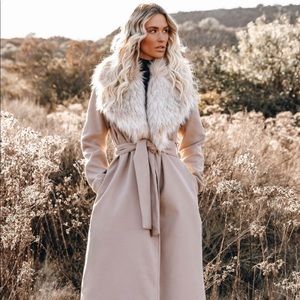 Frederica Pocketed Faux Fur Collar Coat (Small)